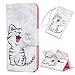 Produktbild Wiko Upulse Lite Hülle, Bumina PU Leder Wallet Tasche Flip Brieftasche Schutzhülle Bookstyle Handyhülle Schale Case mit Trageschlaufe Standfunktion Cover Stoßdämpfung Handy Tasche Lachende Katze