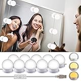 Wesho Kit de Lumière LED pour Miroir de Courtoisie de Hollywood pour maquillage, Lampe pour Miroir Cosmétique, Lampe de Coiffeuse Table, 10 Ampoules LED, Miroir Non Inclus, Maquillage, Salle de Bain