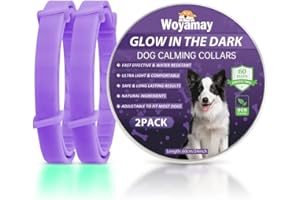 Woyamay Collare Calmante per Cani, Collare Luminoso per Cani Calmante Anti-ansia Regolabili, Collare Cane ai Feromoni Calmante Naturale a 60 Giorni per Cani di Tutte Le Taglie, Viola 2 Pezzo