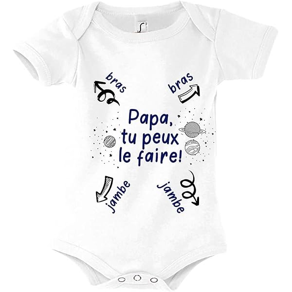 Body Bébé Col Rond Boutonné "Vas Y Papa Tu Peux Le Faire" - Cadeau Original