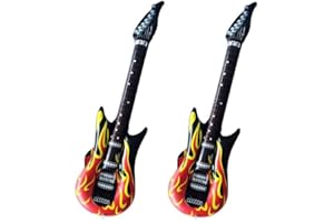 JIAMAOHUA 2 Pcs Inflatable Guitar,Blow Up Guitar,90cm Flame Punk Rocker Inflatable Musical Instruments Party Accessories,Inflatable Rock Guitars for Kids Adults,Rock Star Toys Fancy Costume Dress Decor