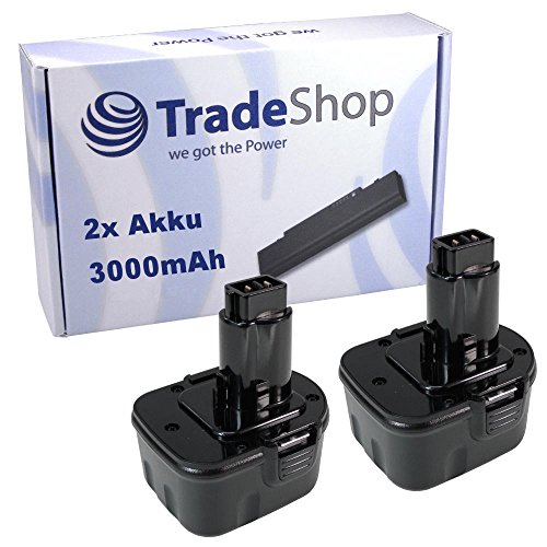 2x Hochleistungs Werkzeug Ni-MH Akku 12V 3000mAh ersetzt DEWALT DC-9071 DE-9037 DE-9071 DE-9072 DE-9074 DE-9075 DE-9274 DW-9071 DW-9072 DW-9074 ELU EZWA49 EZWA50 EZWA57 EZWA60 EZWA61 EZWA-49 EZWA-50