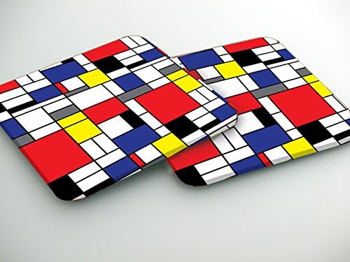 Seamless Mondrian Set of 6 coaster high-quality 2mm thickness
