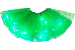 Tomortsun Jupe Tulle Femme LED Tutu De Ballet Etoile Paillettes Robe Princesse Tulle en Maille Robe De Danse Jupe Party Dance Vêtements Costume De Danse