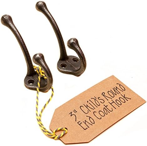 3" Cast Iron Antique Coat HOOK, Childs Round End - Pack of 2 (AI75)