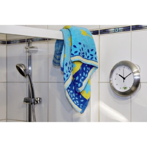 Hama Badezimmeruhr mit Temperaturanzeige (spritzwassergeschützt, inkl. vier Saugnäpfe zur Befestigung) silber - 3