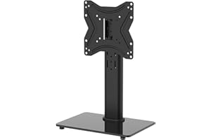 GRIFEMA Universal TV Stand, Swivel Table Top TV Stand for 17-43 inch, 4 Levels Height Adjustable with 8mm Tempered Glass Base, Cable Management,up to 30kg, Max VESA 200x200mm,Black GB1005-2