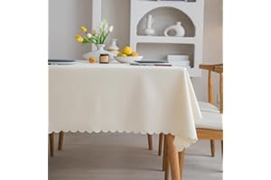 Fusehngre 55"x 94.5" Waterproof Rectangle Tablecloth Oil Spill Proof Wrinkle Resistant Table Cover Cotton 6-8 Seats Table Cloth for Dining, Kitchen, 140 x 240 cm Ivory