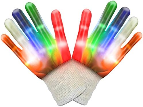 LED Gloves Vsllcau Rave Gloves Flashing Finger Lights Toys Light Up Gloves with Lights Colorful 6 Modes For Running Cycling Sports Party Dance Birthday Disco Clubs Festivals
