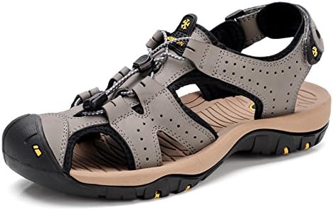 Men's Outdoor Leather Fisherman Sandals Summer Sports Hiking Water Shoes Walking Closed-toe Sandals