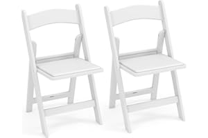 COSTWAY Chaise Pliante Lot de 2, Chaises de Jardin en Résine, Siège Rembourré en PVC, Chaise Pliable Extérieur Intérieure, Transport Facile, pour Cuisine, Mariage, Fête