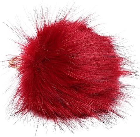 Cute Faux Rabbit Fur Ball Pom Pom Car Keychain Handbag Tote Wallet Backpack Key Ring Hanging Charm (B003 Burgundy)
