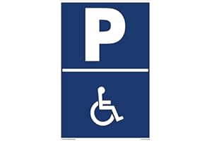 Kleberio Panneau de signalisation de parking pour handicapés an plaques d'aluminium 20 x 30 cm