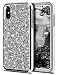 Produktbild LeeACC Glitzer Hülle für iPhone XS Max, iPhone XS Max Handyhülle, Glänzend Bling Glitter Diamant Strass Rhinestone Hart PC + Silikon Bumper Stoßfest Case Schutzhülle für iPhone XS Max (6.5") Silber