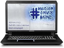 MEDION Erazer X7841 MD99686 43,9 cm (17,3 Zoll) Notebook mit mattem Full-HD Display (Intel Core i5-6300HQ Prozessor , 8GB DDR4 RAM Arbeitsspeicher, 1TB HDD + 128GB SSD Festplatte, NVIDIA GeForce GTX 970M (VRAM 3072MB GDDR5), Win 10) schwarz