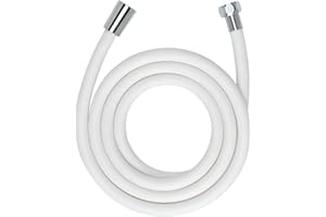 WENKO Flexible de douche Design, Tuyau de douche avec gainage protection anti-torsion, embout universel 1/2", Plastique de haute qualité, longueur 175 cm, finition blanc