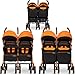Twins Stroller Pushchair DUO - foldable and multifunctional highclass baby pram, Colour Electric Orange