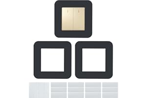 JINTANG 3 Pcs Light Switch Plate Cover, 8.6cm Light Switch Covers Frame, Light Switch surrounds Deep Grey, Self-Adhesive Light Switch Surround Plate Stick on Home Office Wall for Decor and Protector