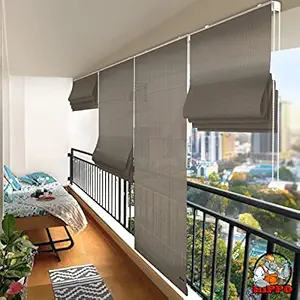 Hippo Light Filtering & Cooling Roman Shades and Window Blind for Balcony, Living Room and Outdoor- Sun Shade, All Weather, Heat Reducing, Rain Resistant (Desert Strom, 3FTX5FT)