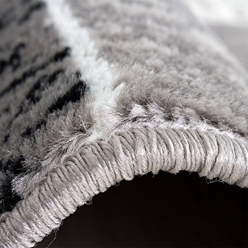 Designer Teppich Kariert in Marmor Optik Meliert Grau Schwarz Weiss Preishammer, Grösse:160×230 cm - 4