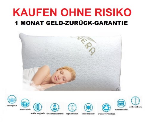 MaxxGoods Visco Reisekissen mit Aloe Vera -Orthopädisches Nackenstützkissen für Allergiker 24 x 40 cm H 12 cm - 3