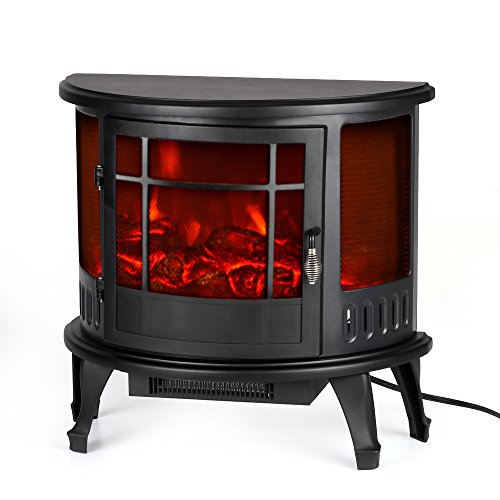 Decdeal SF-23 - Brasero Eléctrico De Pie De Pared,Control Mando Al Distancia,900-1800W,Led Llama (58.5x28x56cm,Negro)