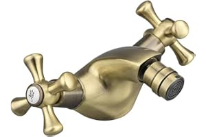 VETRINEIN RETE Vetrineinrete® Rubinetto per bagno miscelatore doppio comando lavabo bidet vasca doccia in ottone bronzo opaco (Bidet) G7