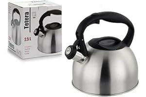BigBuy Home S3605673 Tetera, Acero Inoxidable, 2.5 L, Materiales Varios