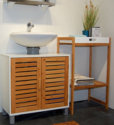 Nordic Badezimmer Regal Korbregal osoltus I 4 Ablagekörbe Bambus weiß - 4