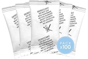 Rc Ocio Absorbeur D'Humidité/Pack 100 Sachets Gel Silice Absorbeur d'Humidité-Deshumidificateur/Sachet Individuel Gel Silica Anti-Humidité Maison, Placard, Armoire/Sachet Destructeur Humidite-Odeur