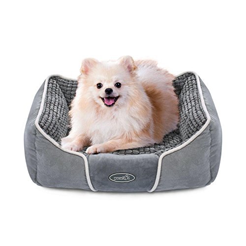 Pecute-Deluxe-Pet-Bed-for-Cats-and-Small-Medium-Dogs-Rectangle-Cuddler-with-Soft-Detachable-Cushion-Grey