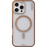 iPhone 16 Pro Max i&ccedil;in Magsafe İle Uyumlu Kılıf Şarj &Ouml;zellikli Youngkit Rock Sand Serisi Kapak Gold