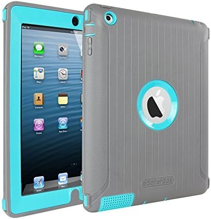 iPad 2 3 4 Case,by eSellerBox® Heavy Duty Full-body Rugged Armor Hybrid Multi-Layer Defense Protective With kickstand Holder Built-in Screen Protector Durable Case Cover apple iPad 2/3/4(Grey&amp;Teal)