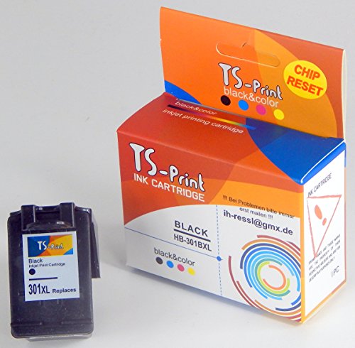 TS-Print® Tintenpatrone kompatibel zu HP 301XL bk / 1x ~600 Seiten schwarz black mit Füllstandanzeige