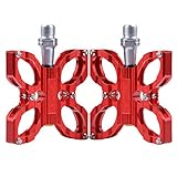 TXJ Alluminio CNC Farfalla Cuscinetto Pedale Della Bicicletta per Bici da Strada/ Bicicletta a Scatto Fisso/ MTB (Rosso)