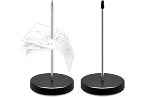 Alethron Zettelspießer, 2 Stück Zettelhalter Bonspießer Edelstahl Kassenbon Halter Papierspikehalter Notizspikes mit Rundfuß für kassenbon kassenzettel aufbewahrung Bars Büros 14 cm Schwarz