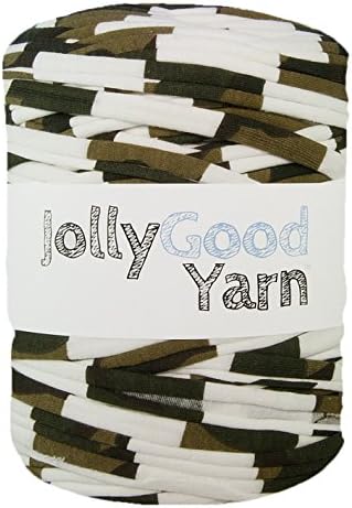 Green white brown camouflage Jolly Good Yarn t-shirt crochet yarn (large roll)