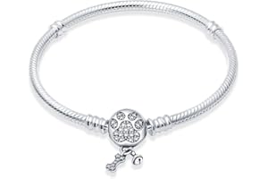 Pandach Bracelet Pour Femme Pandora charms avec Fermoir Cœur en Argent 925,Bijoux Femme Cadeaux Noël Femme Anniversaire Fête des Mères