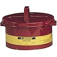 JUSTRITE MANUFACTURING 10575 Steel Bench Can for Solvents, 2 gal Capacity, 5.875" H x 11.5" O.D, Red