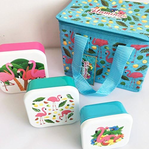 Flamingo Lunch Bag &amp; Lunch Boxes Pack. Children/ Adults Food on Go School