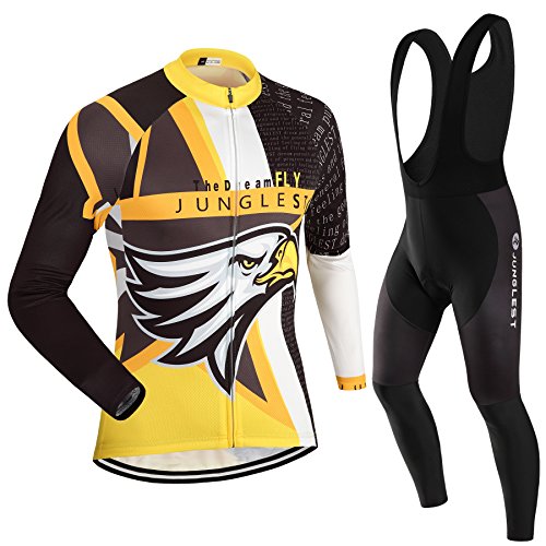 [Größe:S-5XL][option:Trägerhose,3D 2.8cm Sitzpolster] Fahrrad Trikot Langarm Radhose Radtrikot Fahrradbekleidung Herren Männer Hemd mit lange Ärmeln Set Cycling OutdoorTrikots Windjacke Neue