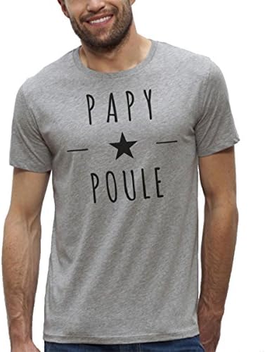 The French Tee Shirt by ArteCita Organic Men's T-Shirt Grey Print Short SleevedÂ -Â Grandpa HenÂ -Â Shirt Sizes XS to XXL - Grey - XX-Large