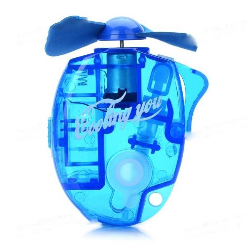 BestOfferBuy Mini Ventilator Wasser Sprühend Kühl Batterie Betrieben Blau