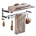 Produktbild ALX Edelstahl Bad Handtuchhalter Badezimmer Rack Badezimmergestell Schwimmende Rack Faltbare Doppelwand Montiert Lagerregal Mit Haken (Silber) (größe : 60×23.5×17.5cm)
