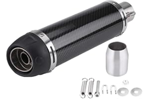 ‎HEADERBS Auspuffrohr, 51mm Universal Motorrad Modifiziertes Real Bright Carbon Auspuffrohr mit DB Killer