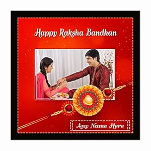 MUKESH HANDICRAFTS Raksha Bandhan/Rakhi Personalized/Personalise 1 Photo Frame for Gifts in Creative Wooden Frame |Gifting Frame for All Occasions| (Black, 12x12 inches)