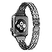 Produktbild 3C-LIFE Slim Bling Bands Compatible Apple Watch Band 38mm iWatch Series 4, Series 3, Series 2, Series 1, Diamond Rhinestone Metal Jewelry Wristband Strap, Black