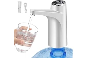 LYPPUL Elektrischer Wasserspender, USB-Lade Automatische Trinkwasserpumpe, Wasserflaschen Pumpe, Automatischer Wasserspender, Tragbar und Wiederaufladbar für Zuhause, Büro, Küche und Camping (Weiß)