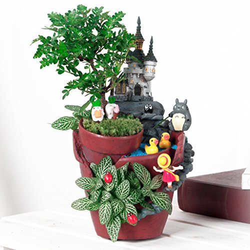 MagiDeal Mikro Landschaft Sukkulente Pflanzen kleine kreative Blume Topf Topflappen Gartengestaltung Schloss Form – Magie Schloss, 22 x 13 cm - 3