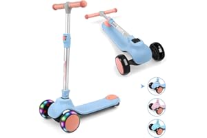 ‎BREMTOY BremToy Kinderroller, Kinder Scooter mit Höhenverstellbarem Lenker, Tretroller mit LED-Rädern, Faltbarer Kickscooter für Kleinkinder Jungen Mädchen ab 2 Jahren